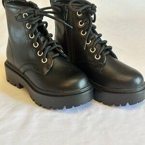 Girls 11M Black Lace-Up Ankle Boots